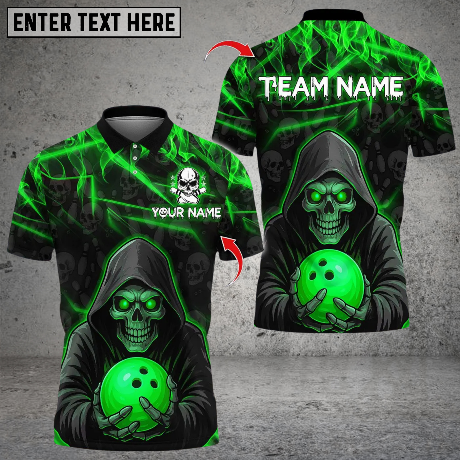 Blisscorners Flame Grim Reaper With Bowling Multicolor Customized Name, Team Name 3D Shirts