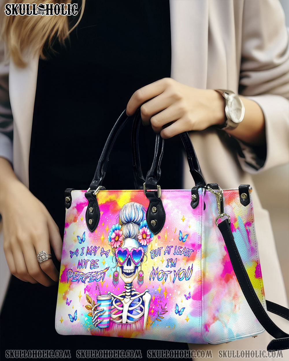 BLISSCORNERS I MAY NOT BE PERFECT LEATHER HANDBAG