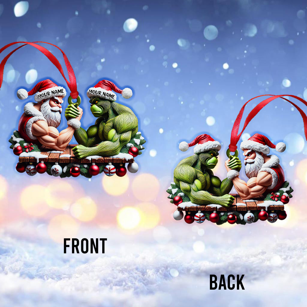 Blisscorners Custom Name Santa and Stink Ornament, Santa and Stink Christmas Gift2D Flat LM2111
