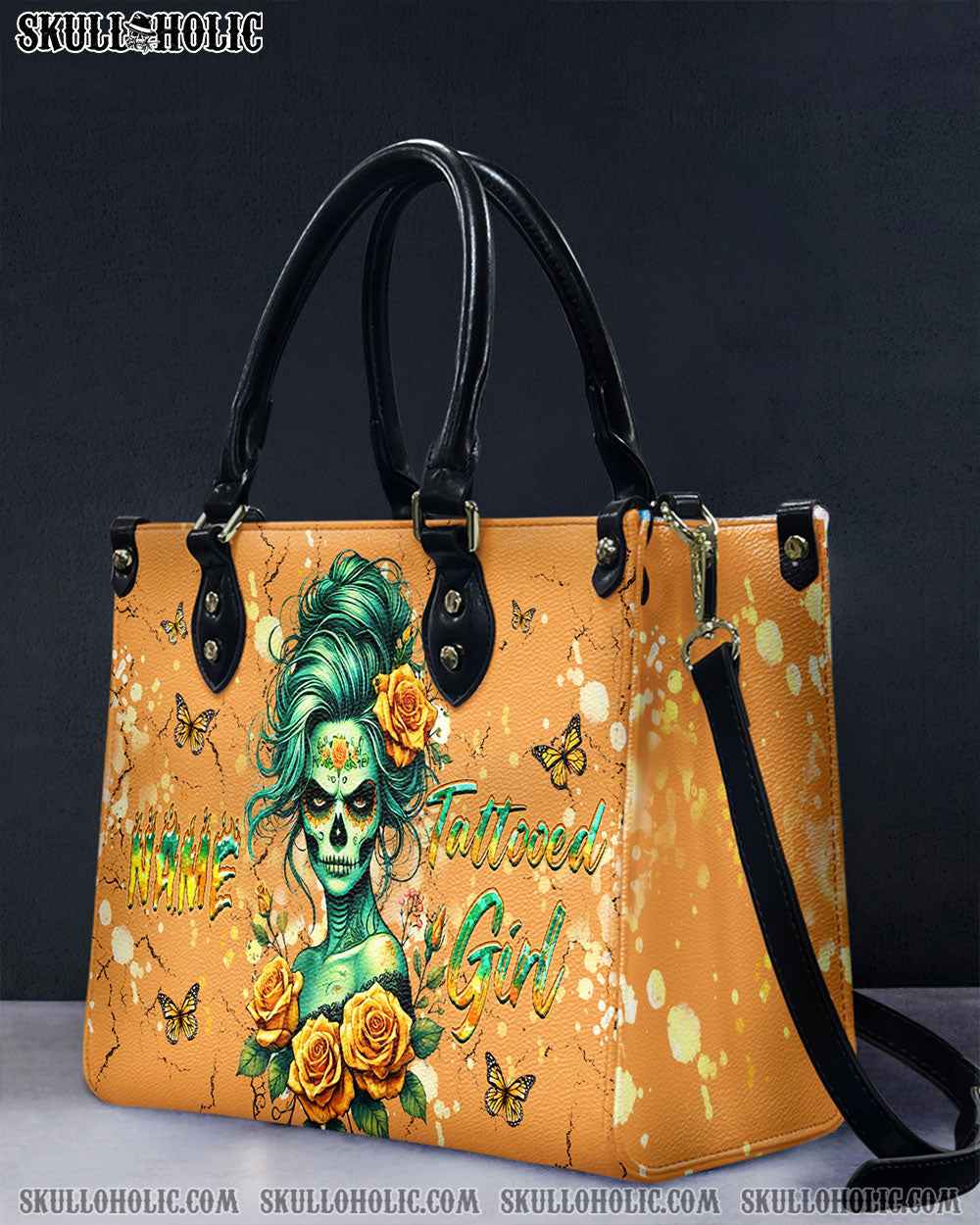 BLISSCORNERS TATTOOED GIRL LEATHER HANDBAG