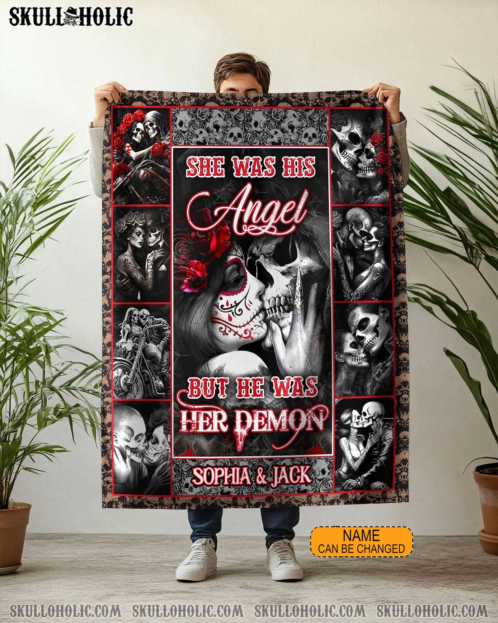 BLISSCORNERS PERSONALIZED SHE WAS HIS ANGEL FLEECE BLANKET