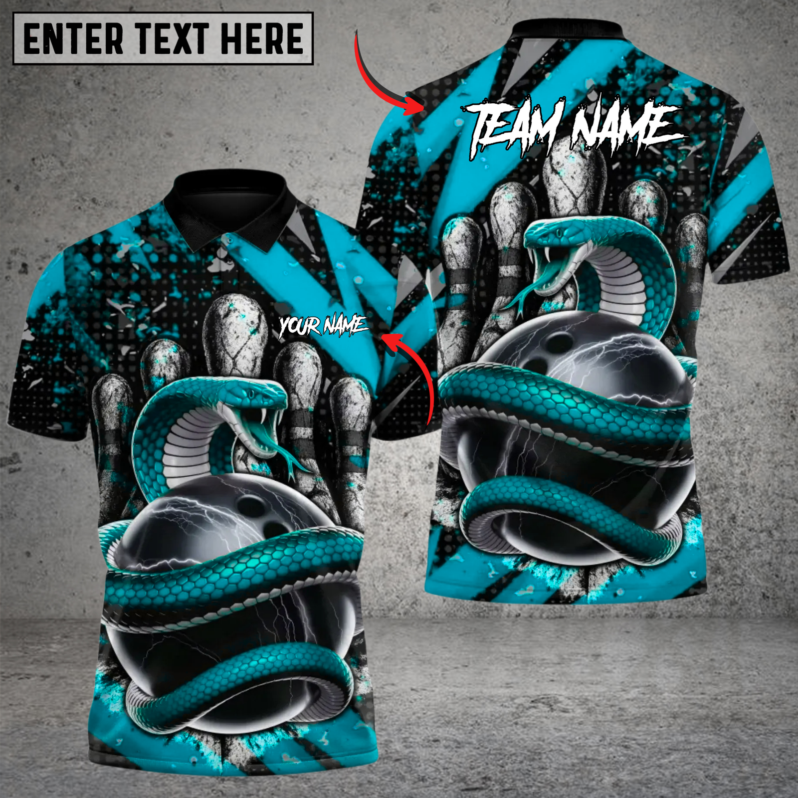 Blisscorners Bowling Inferno Snake Multicolor Customized Name, Team Name 3D Shirts
