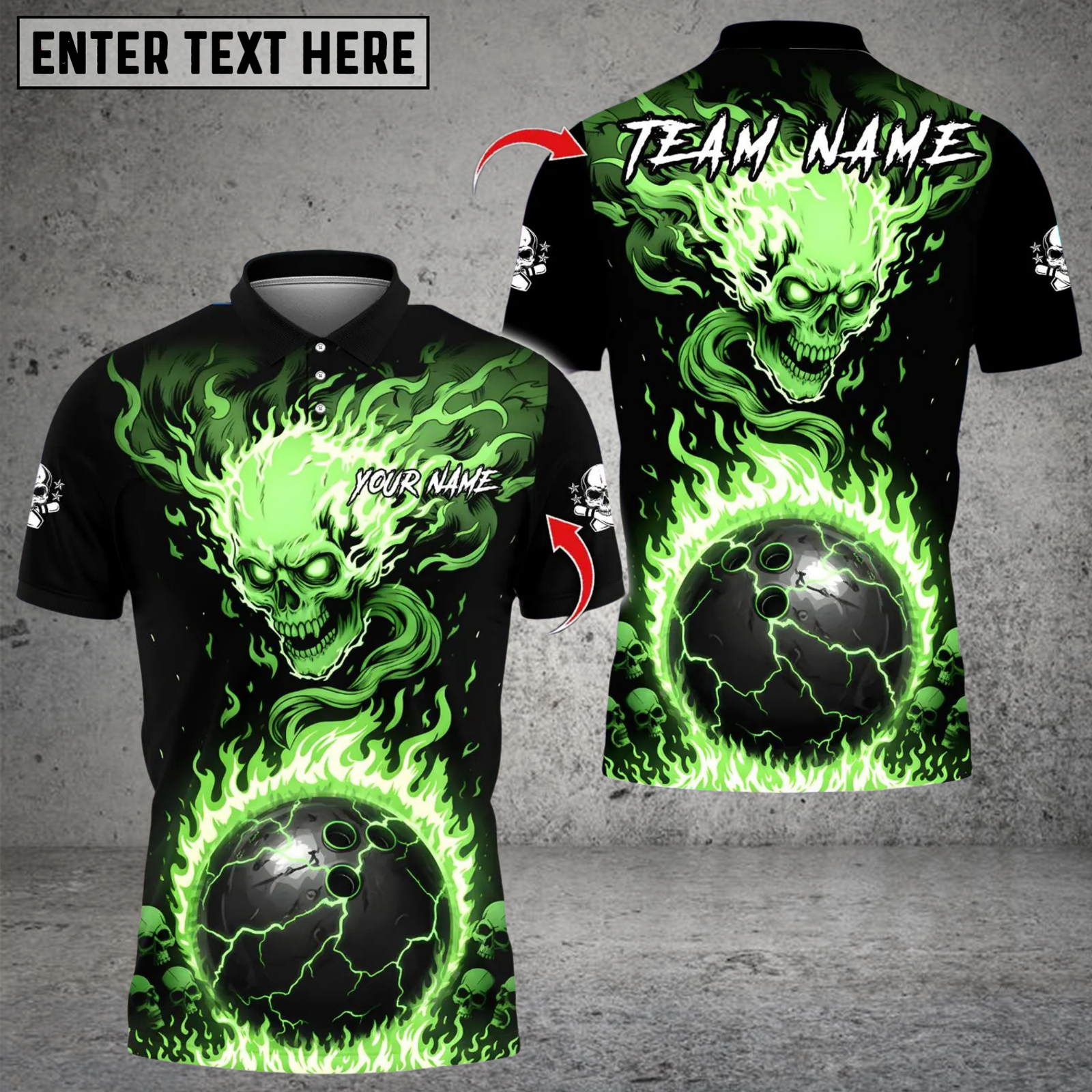 Blisscorners Bowling Flaming Skull Multicolor Customized Name, Team Name 3D Shirts