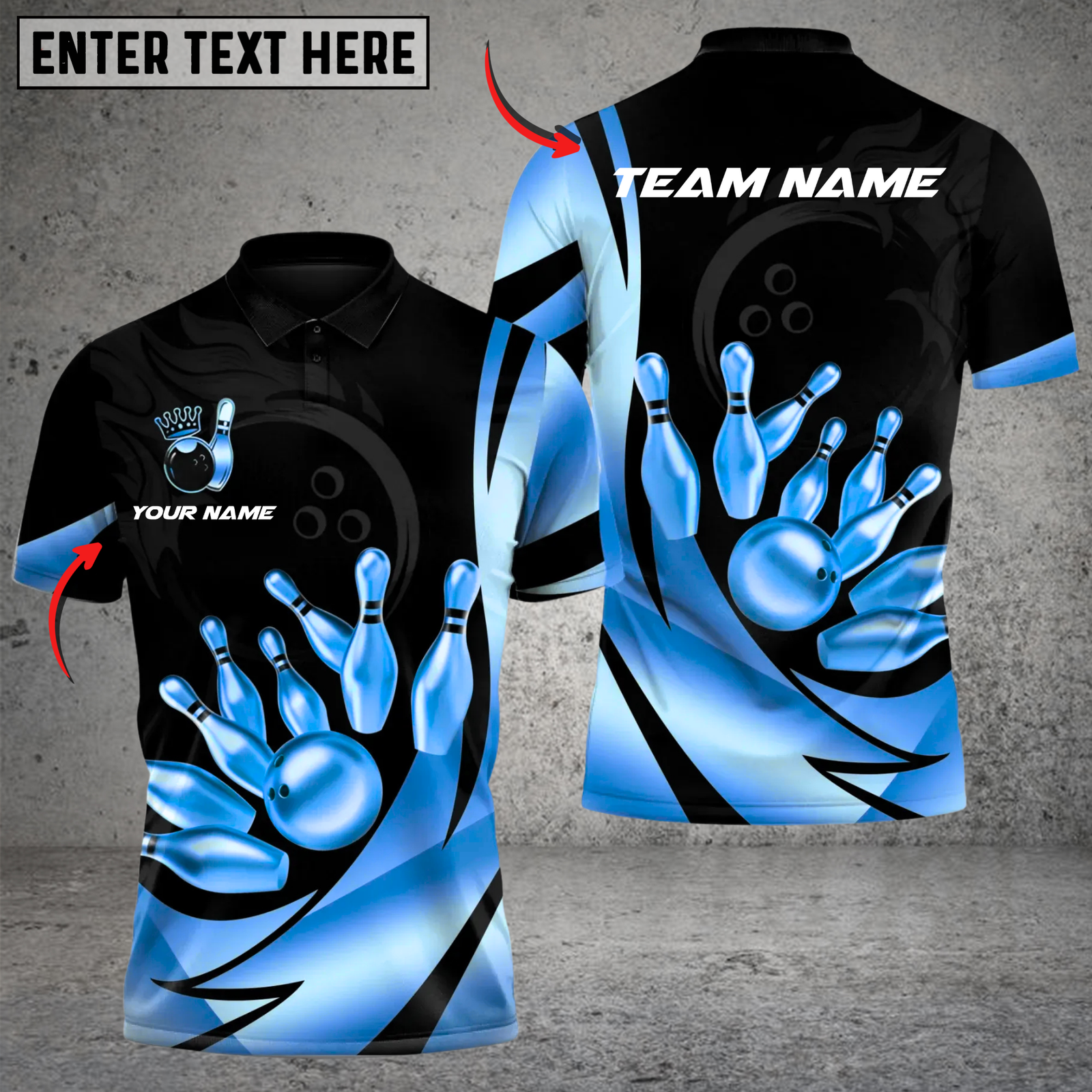 Blisscorners Bowling and Pins Luxe Lane Multicolor Customized Name, Team Name 3D Shirts