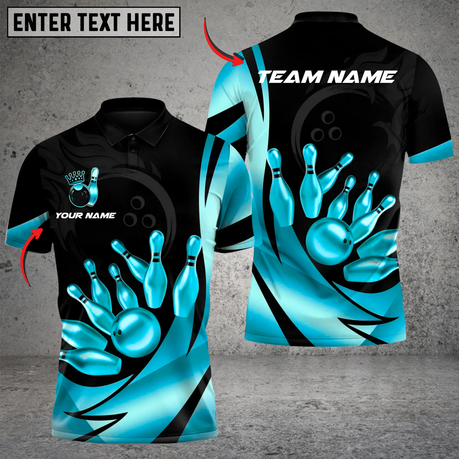 Blisscorners Bowling and Pins Luxe Lane Multicolor Customized Name, Team Name 3D Shirts