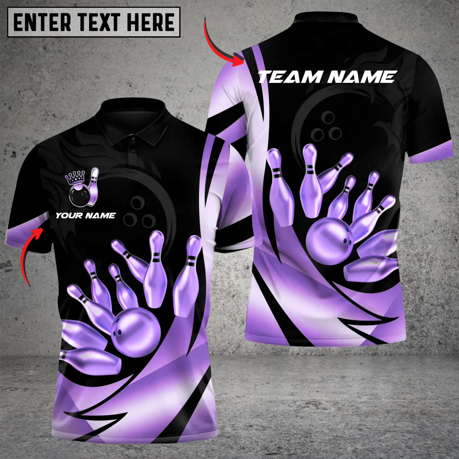 Blisscorners Bowling and Pins Luxe Lane Multicolor Customized Name, Team Name 3D Shirts