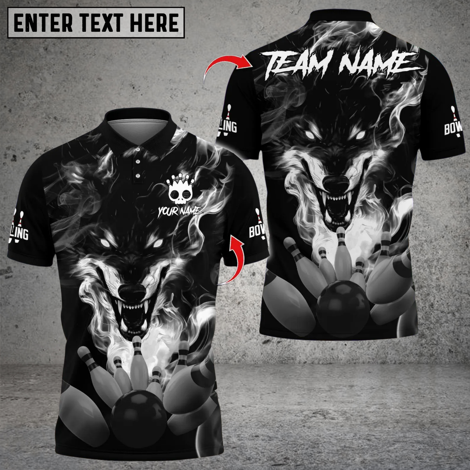 Blisscorners Smoke Wolf Bowling Chaos Multicolor Customized Name, Team Name 3D Shirts