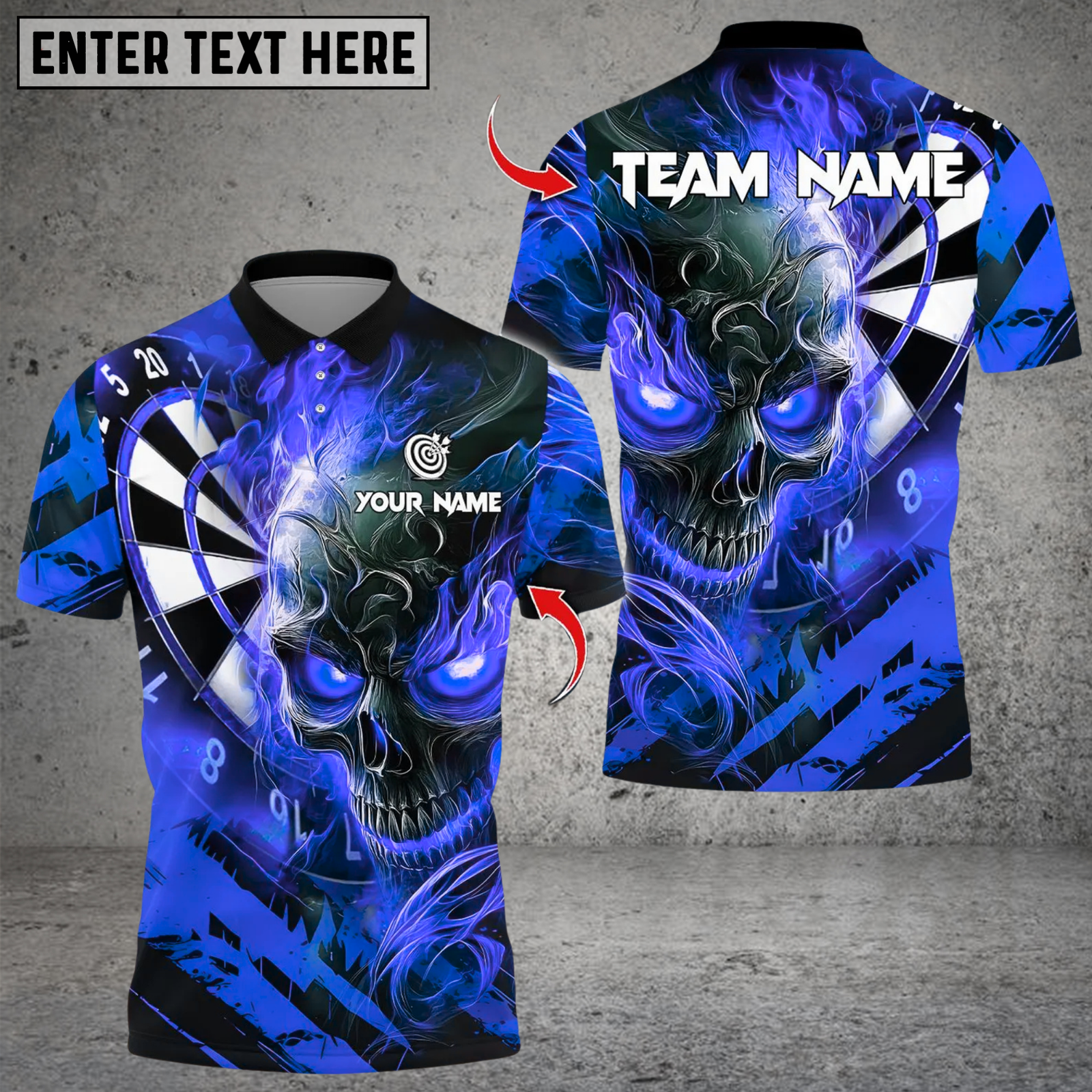 Blisscorners Darts Dark Vibes Mystery Flame Skull With Dartboard Multicolor Customized Name, Team Name 3D Shirts