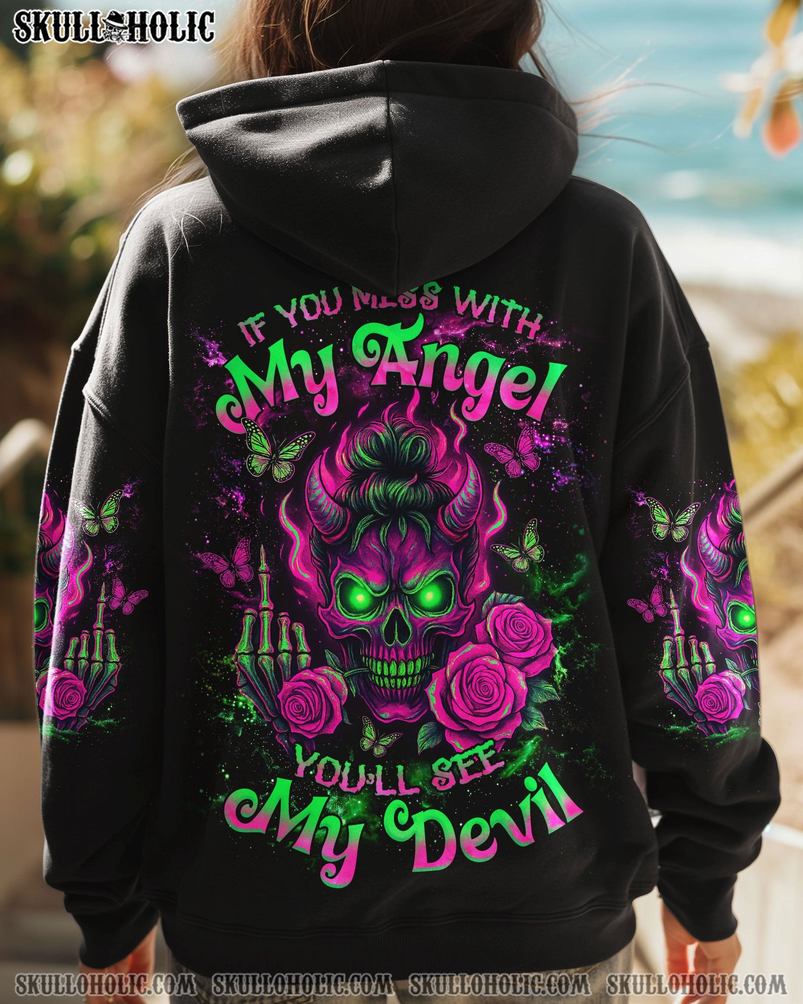 BLISSCORNERS KARMA IS A GOOD JUDGE SKULL MESSY BUN ALL OVER PRINT