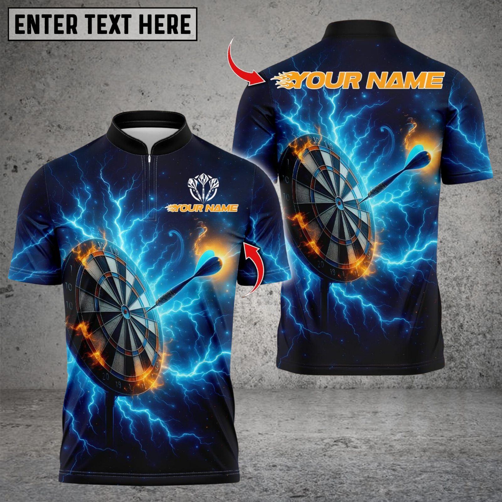 Blisscorners Darts Thunder Lightning With Dartboard Multicolor Customized Name, Team Name 3D Shirts