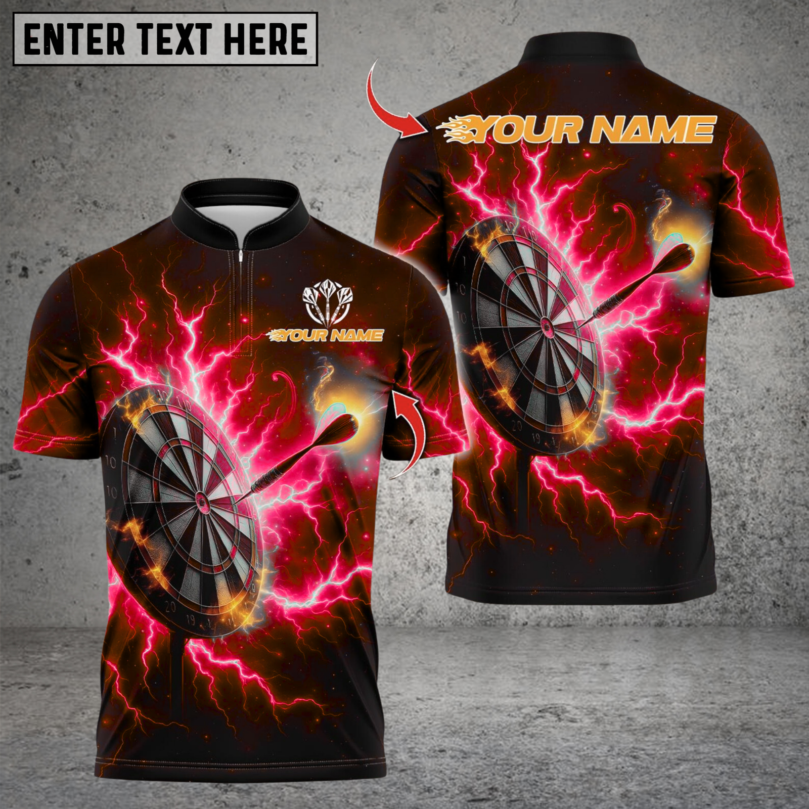 Blisscorners Darts Thunder Lightning With Dartboard Multicolor Customized Name, Team Name 3D Shirts