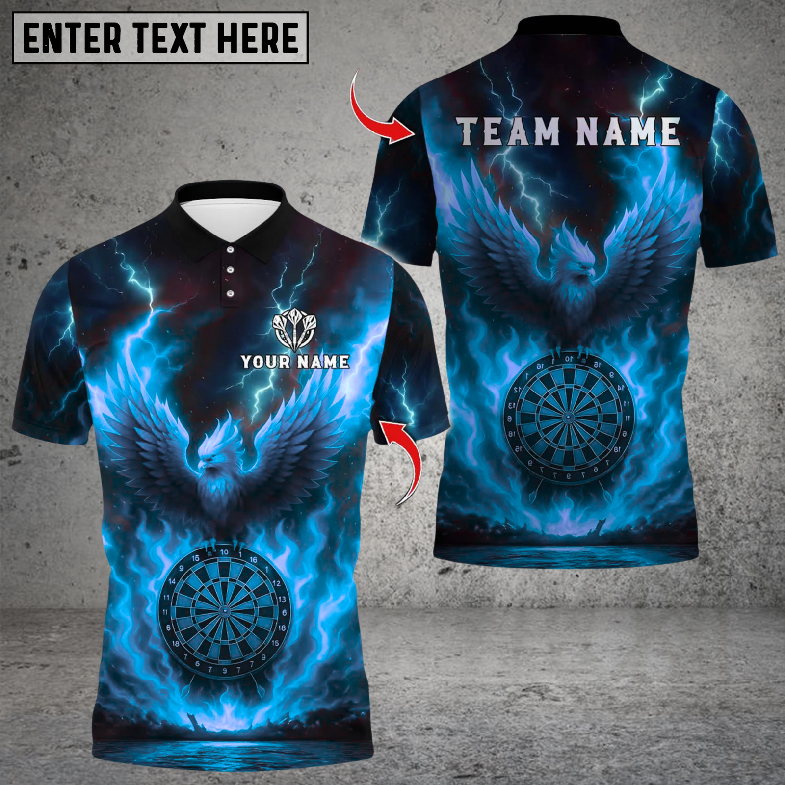 Blisscorners Darts Fire Flame Phoenix With Dartboard Multicolor Customized Name, Team Name 3D Shirts
