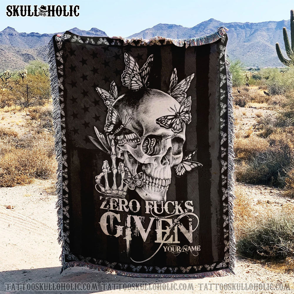 BLISSCORNERS PERSONALIZED SKULL BUTTERFLY DEMON DARK WOVEN & FLEECE BLANKET