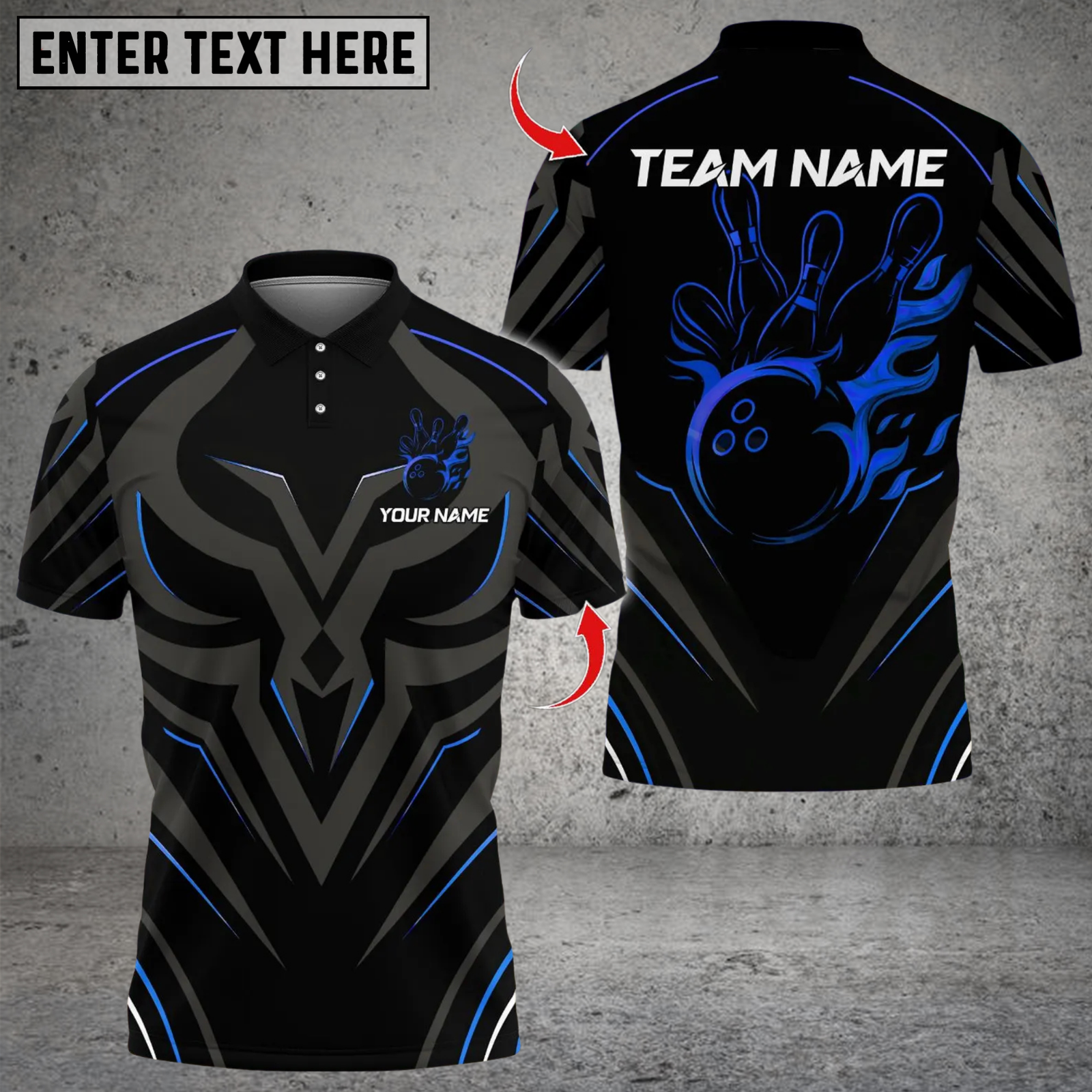 Blisscorners Bowling Golden Royal Flame Multicolor Customized Name, Team Name 3D Shirts