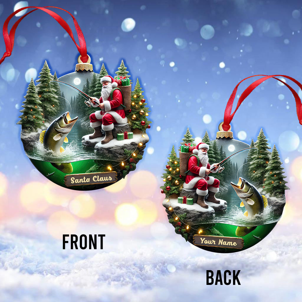 Blisscorners Custom Name Santa Fishing Ornament, Fishing Lover Christmas Gift2D Flat LM2211