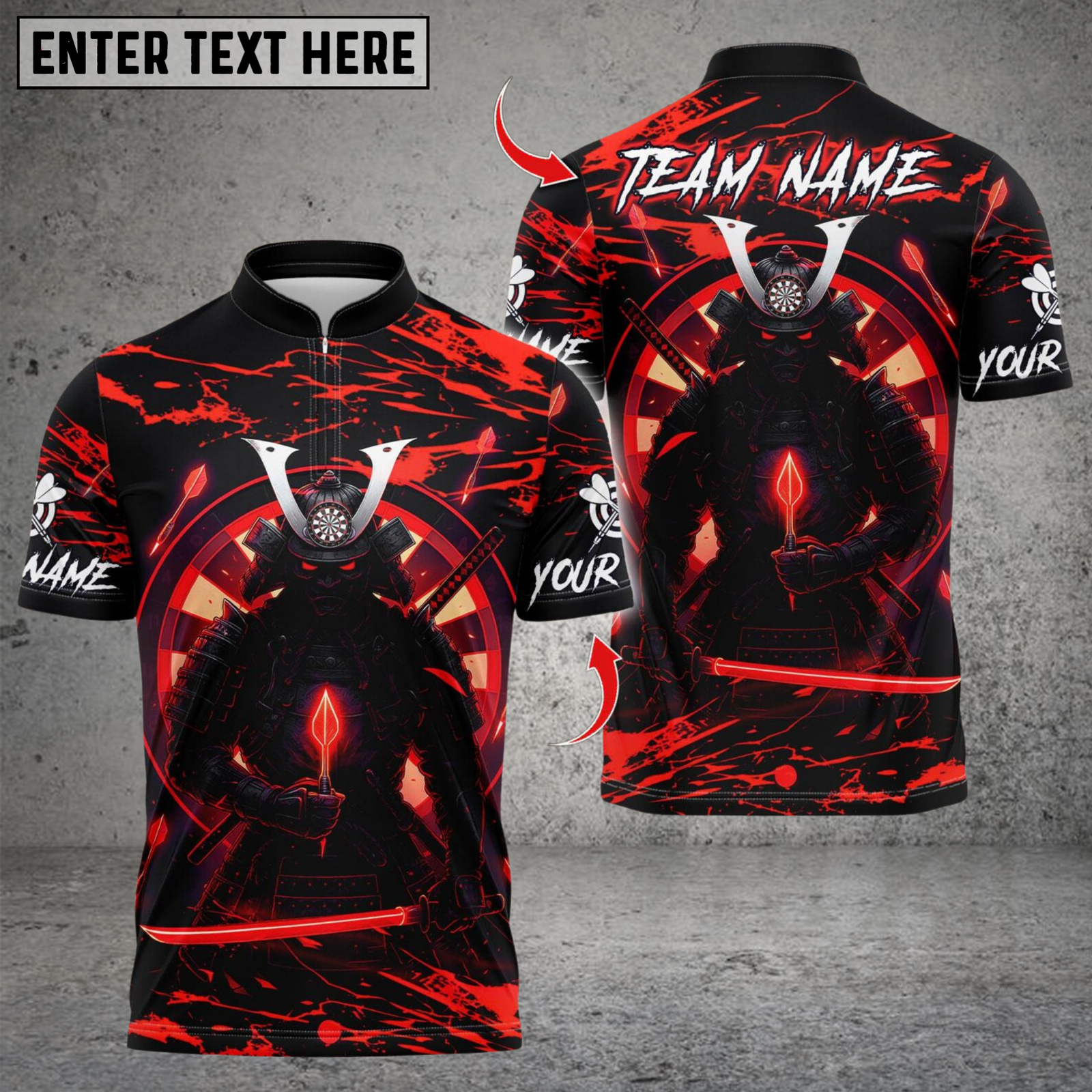 Blisscorners Darts Samurai Multicolor Customized Name, Team Name 3D Shirts