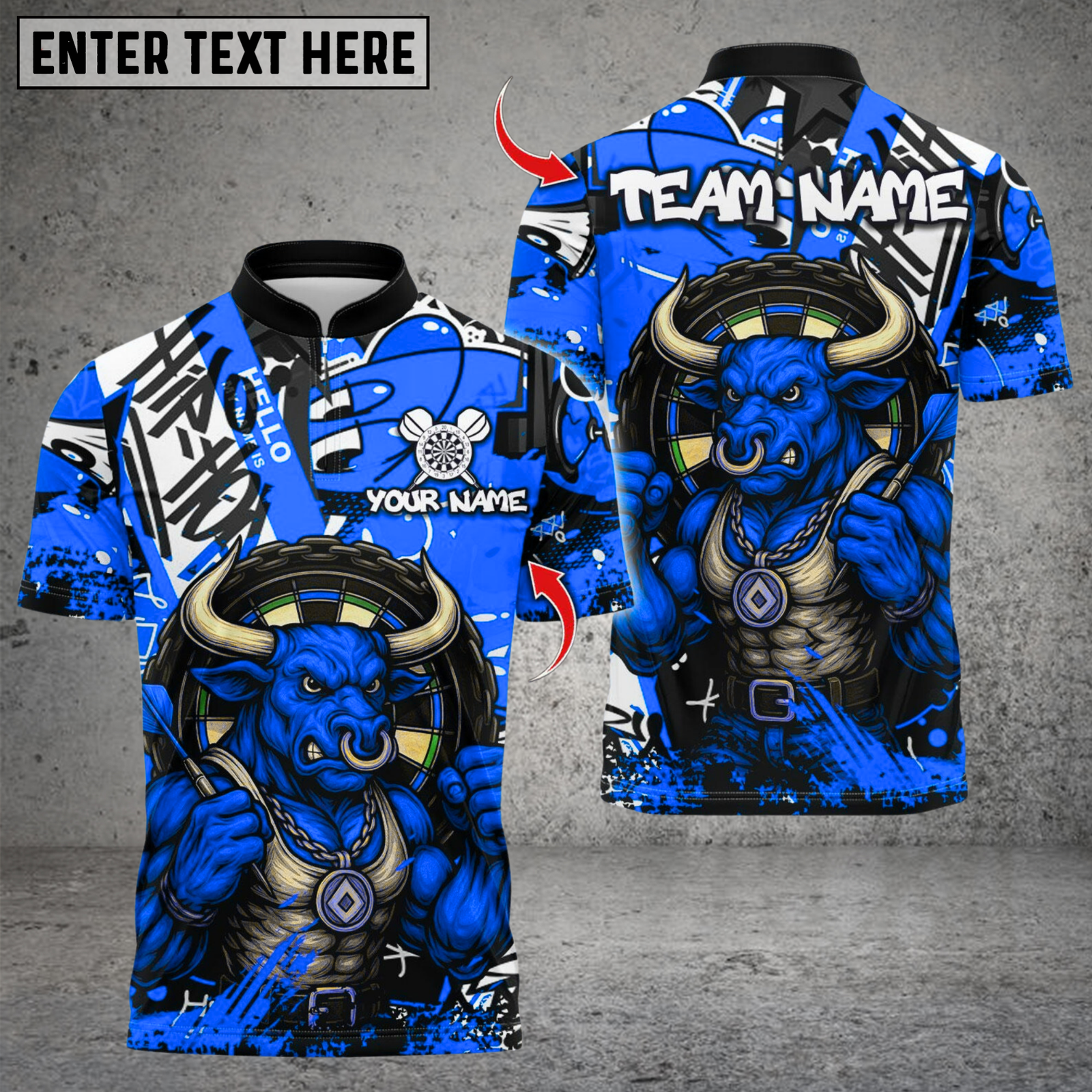 Blisscorners Darts Fire Bull Darts Design Multicolor Customized Name, Team Name 3D Shirts