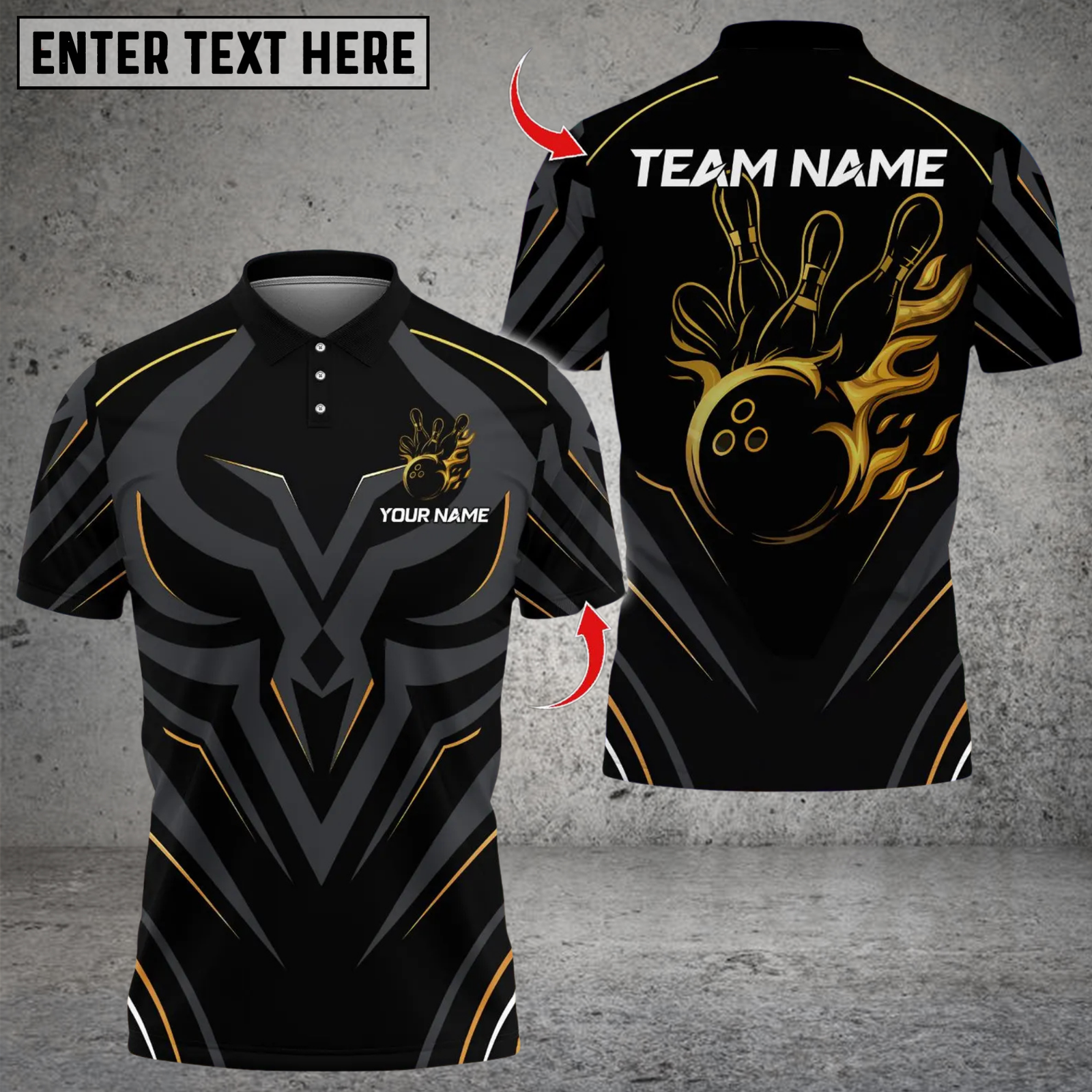 Blisscorners Bowling Golden Royal Flame Multicolor Customized Name, Team Name 3D Shirts