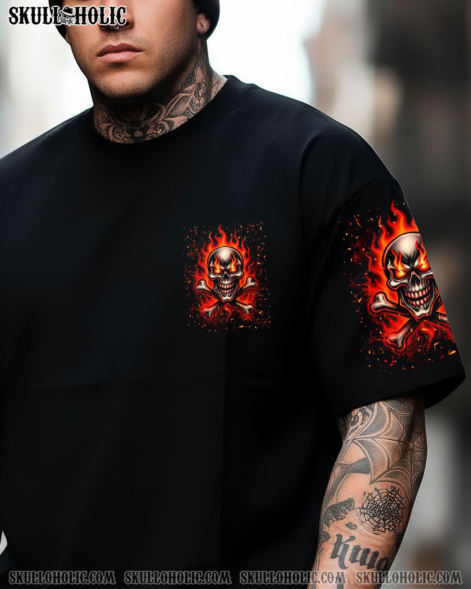 BLISSCORNERS STAY REAL STAY LOYAL FIRE SKULL ALL OVER PRINT