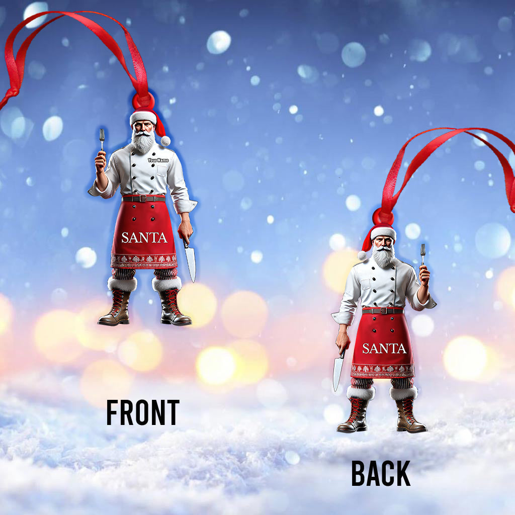 Blisscorners Custom Name Chef Santa Ornament, Christmas Gift for Cooking Lover2D Flat LM2111