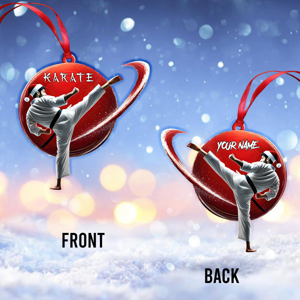 Blisscorners Custom Name Karate Ornament, Christmas Gift for Karate Lover2D Flat LM2111
