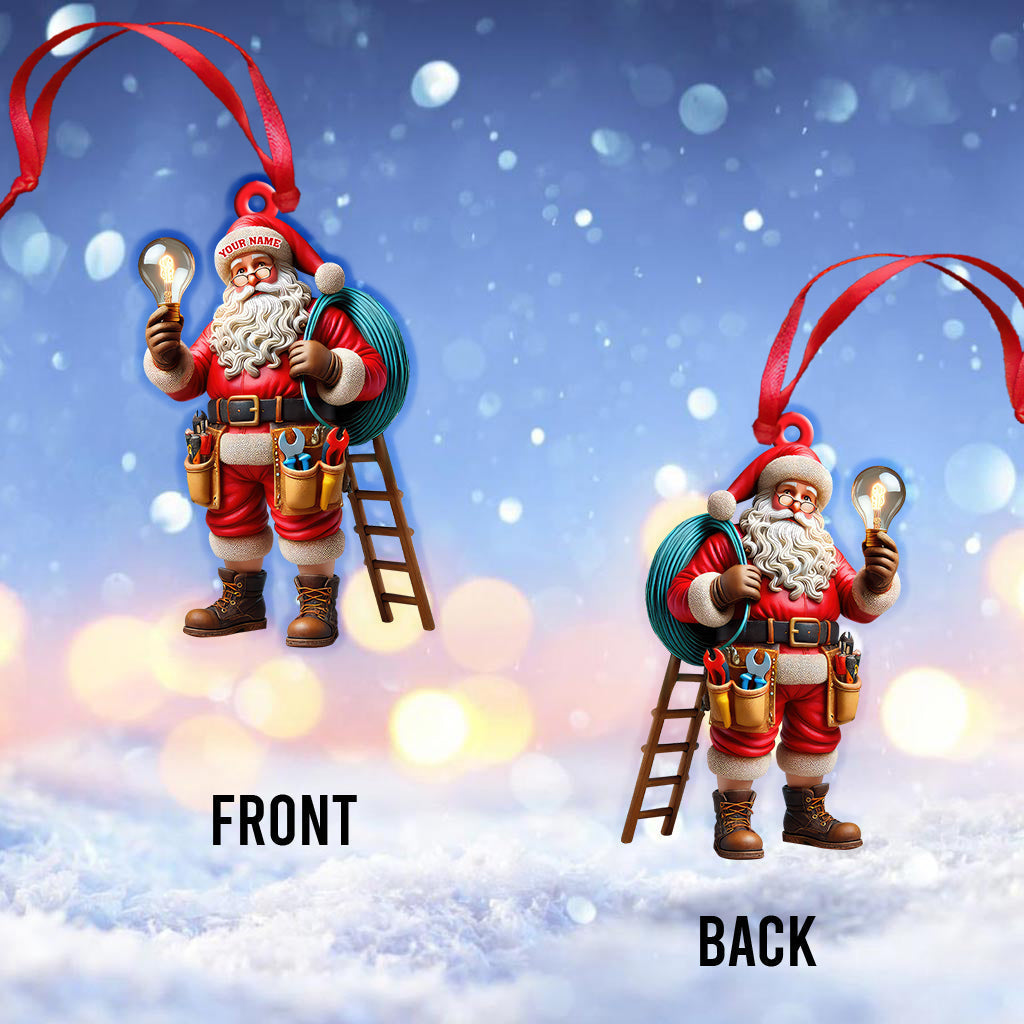 Blisscorners Custom Name Electrician Santa Ornament, Santa Christmas Gift2D Flat LM2111