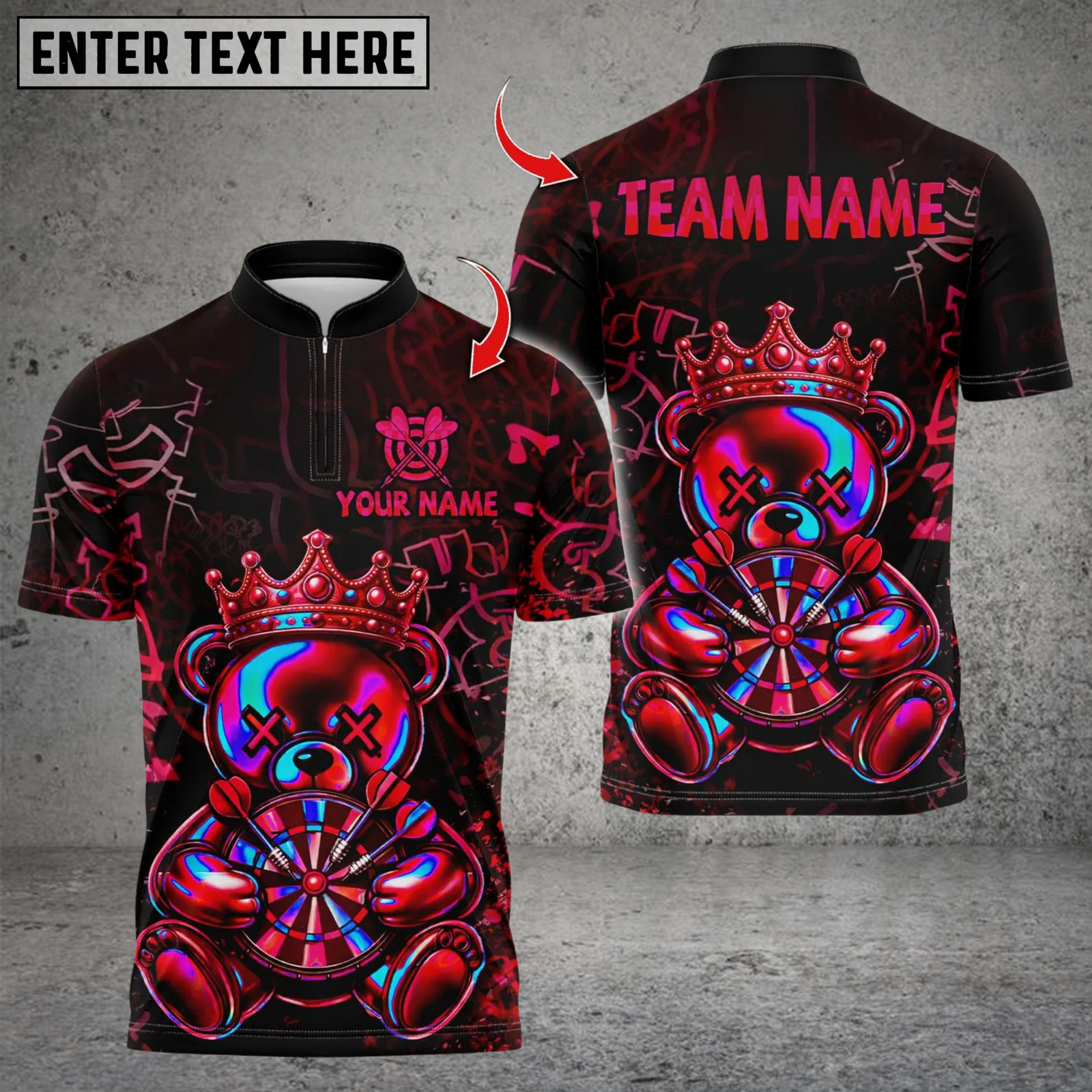 Blisscorners Darts King Bear Dartboard Design Multicolor Customized Name, Team Name 3D Shirts