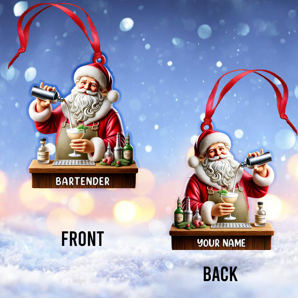 Blisscorners Custom Name Santa Bartender Ornament, Home Decor Christmas Gifts2D Flat LM2211
