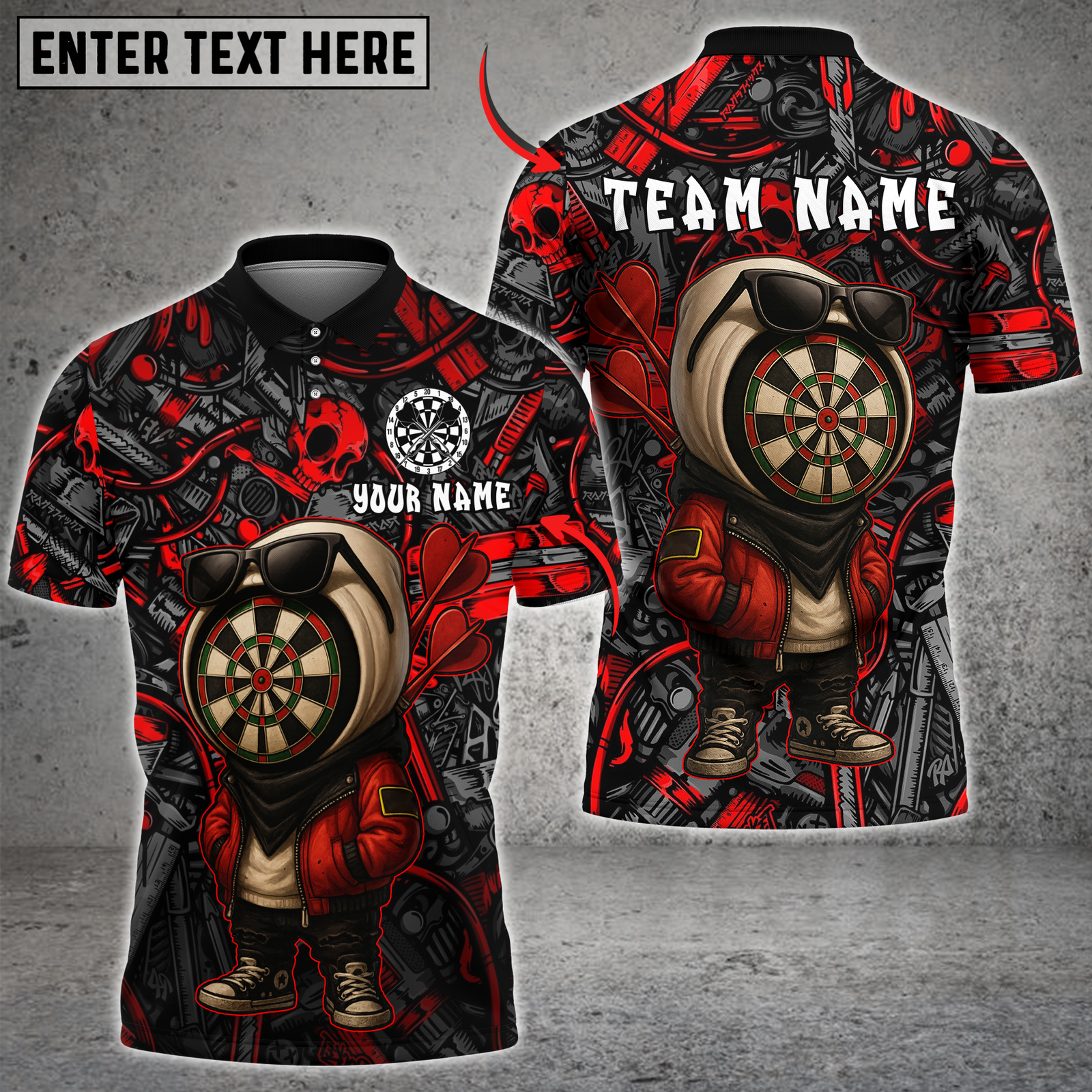 Blisscorners Darts Cool Dartboard Character Jacket Multicolor Customized Name, Team Name 3D Shirts