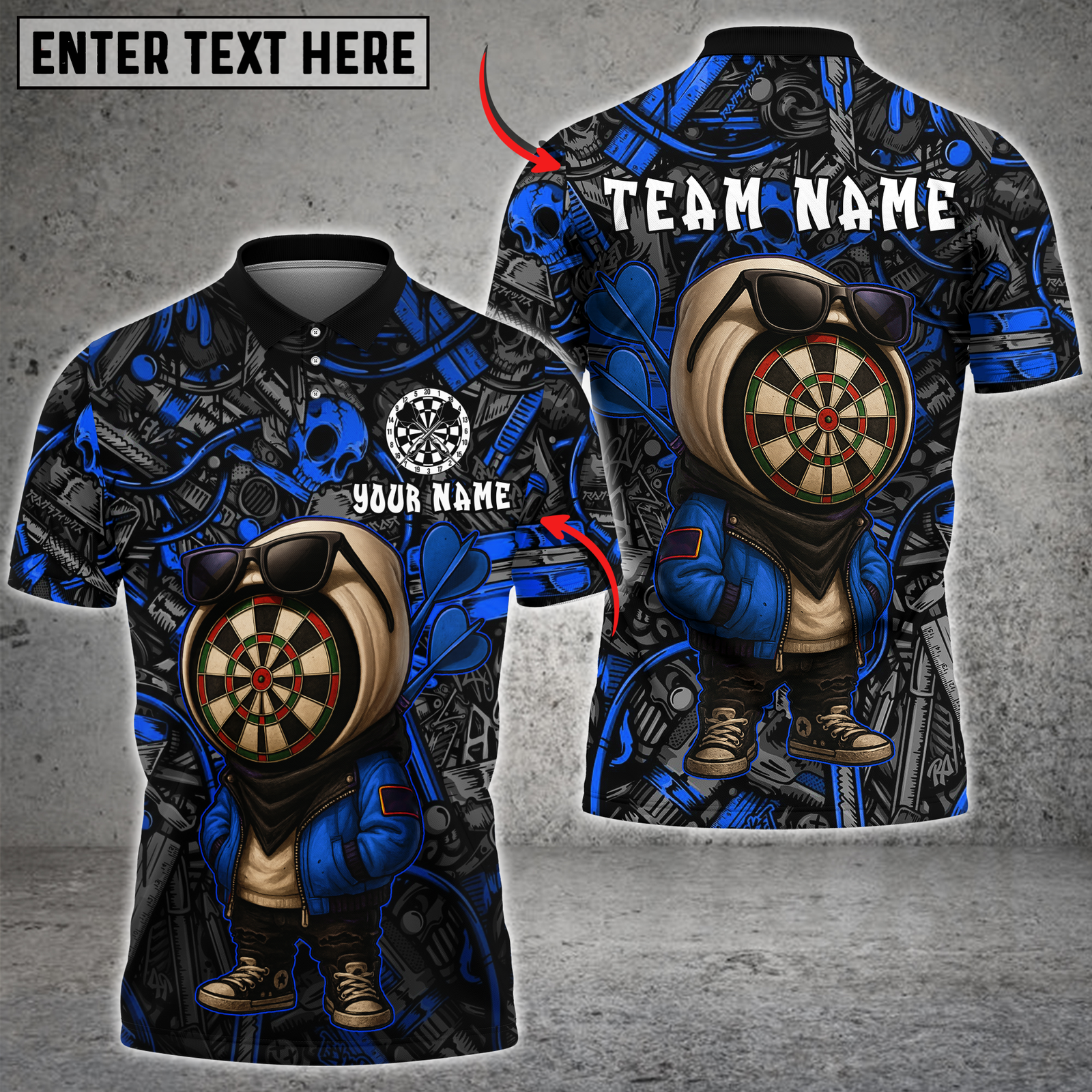 Blisscorners Darts Cool Dartboard Character Jacket Multicolor Customized Name, Team Name 3D Shirts