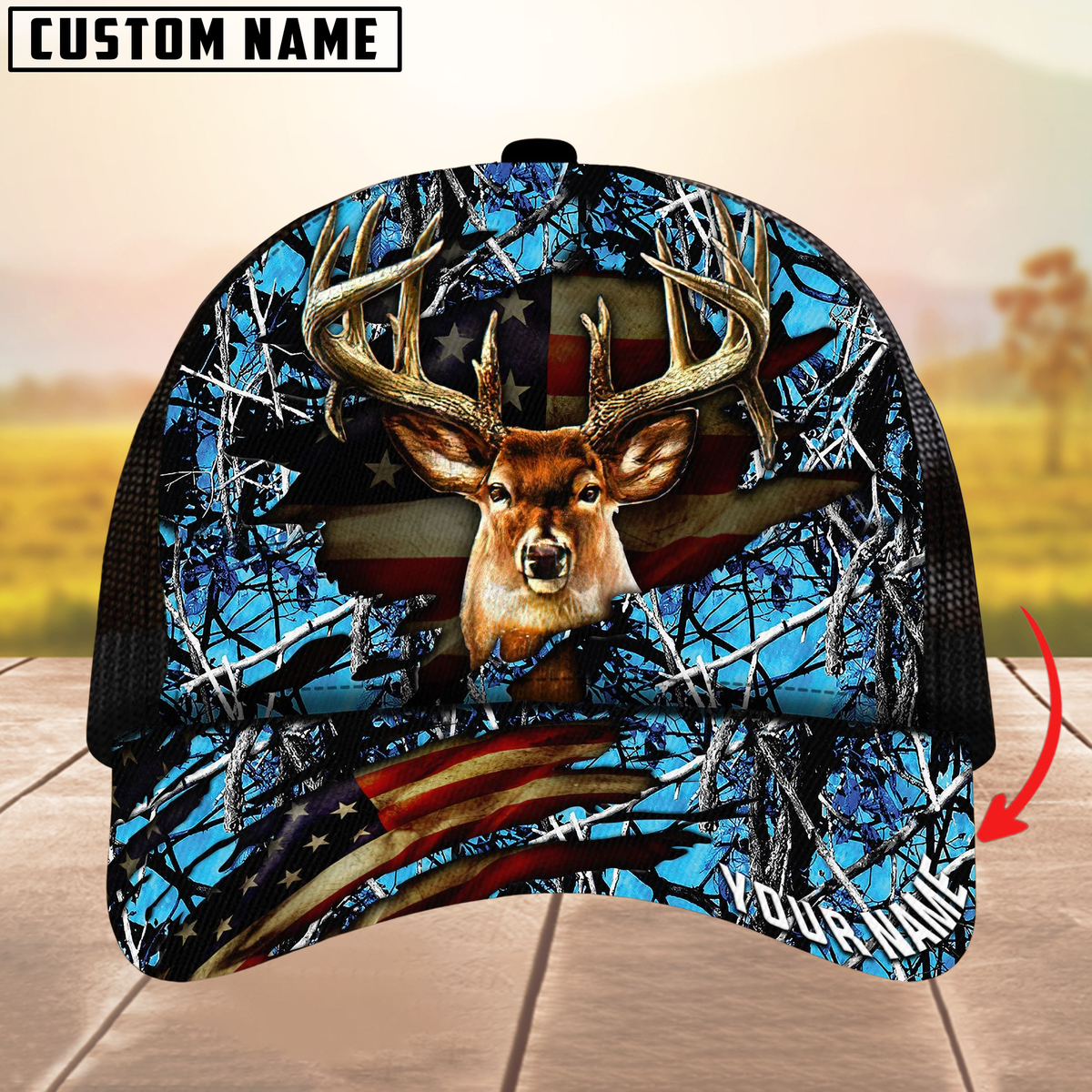 Blisscorners Premium Florapunk S21 Deer Hunting Trucker Camouflage Pattern Multicolor Personalized Name 3D Cap
