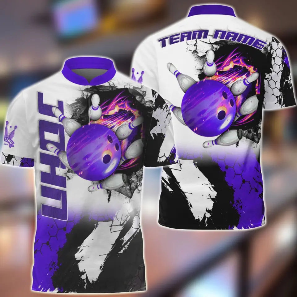 Blisscorners Bowling and Pins Hexagram Multicolor Option Customized Name 3D Shirt
