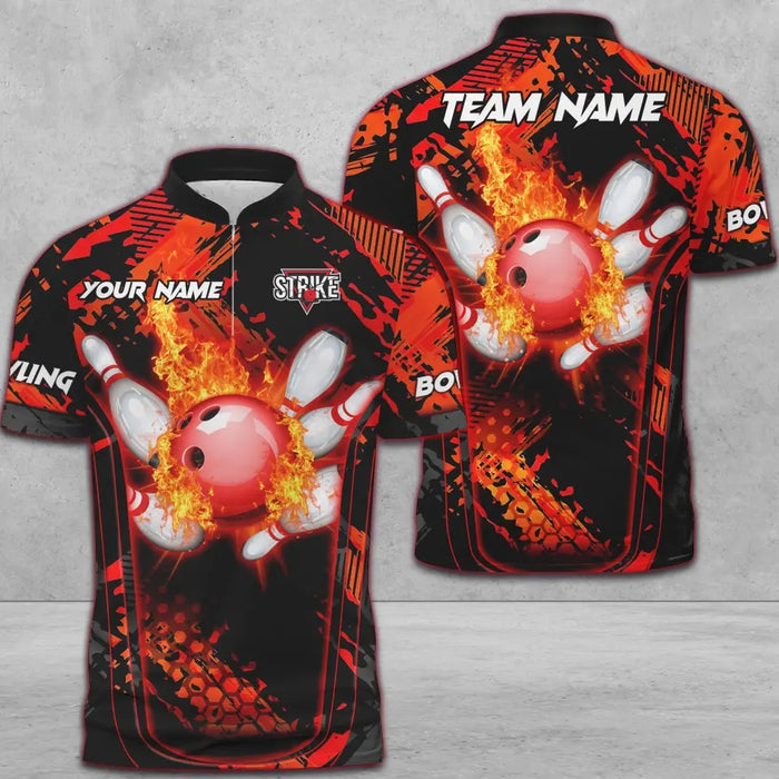 Blisscorners Bowling And Pins Abstract Grunge Texture Multicolor Option Customized Name 3D Shirt