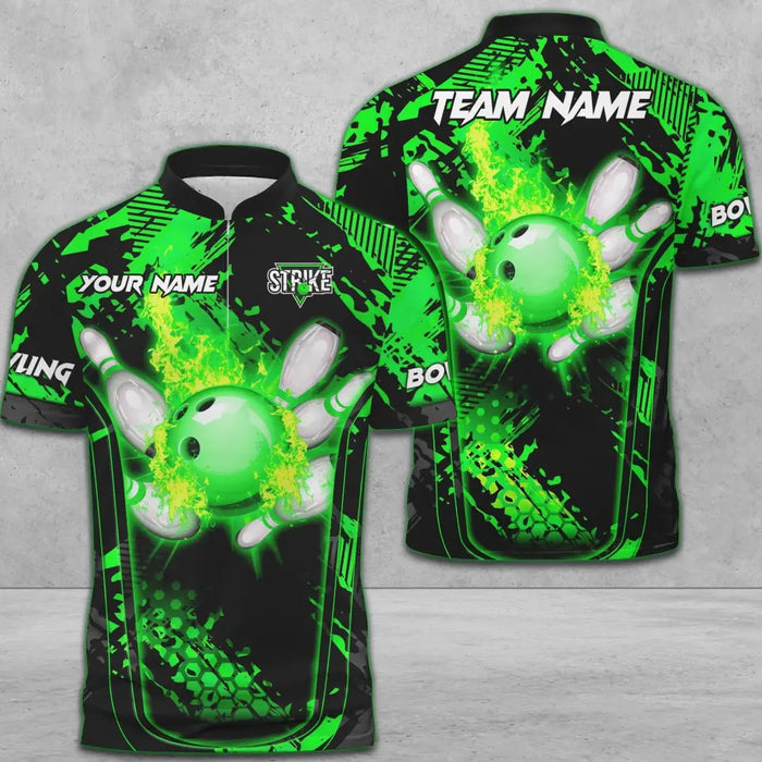 Blisscorners Bowling And Pins Abstract Grunge Texture Multicolor Option Customized Name 3D Shirt