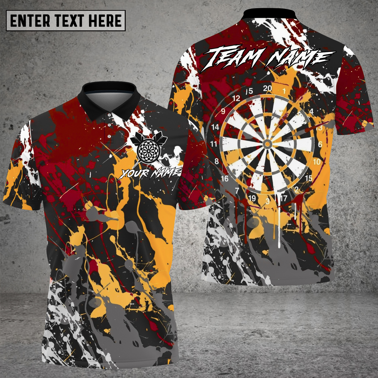 Blisscorners Dart Shirt Paint Splash Style Multioptions Personalized Name, Team Name Unisex 3D Shirt (4 Colors)