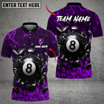 Blisscorners Billiards 8-Ball Crack Wall Personalized Name, Team Name Unisex Shirt