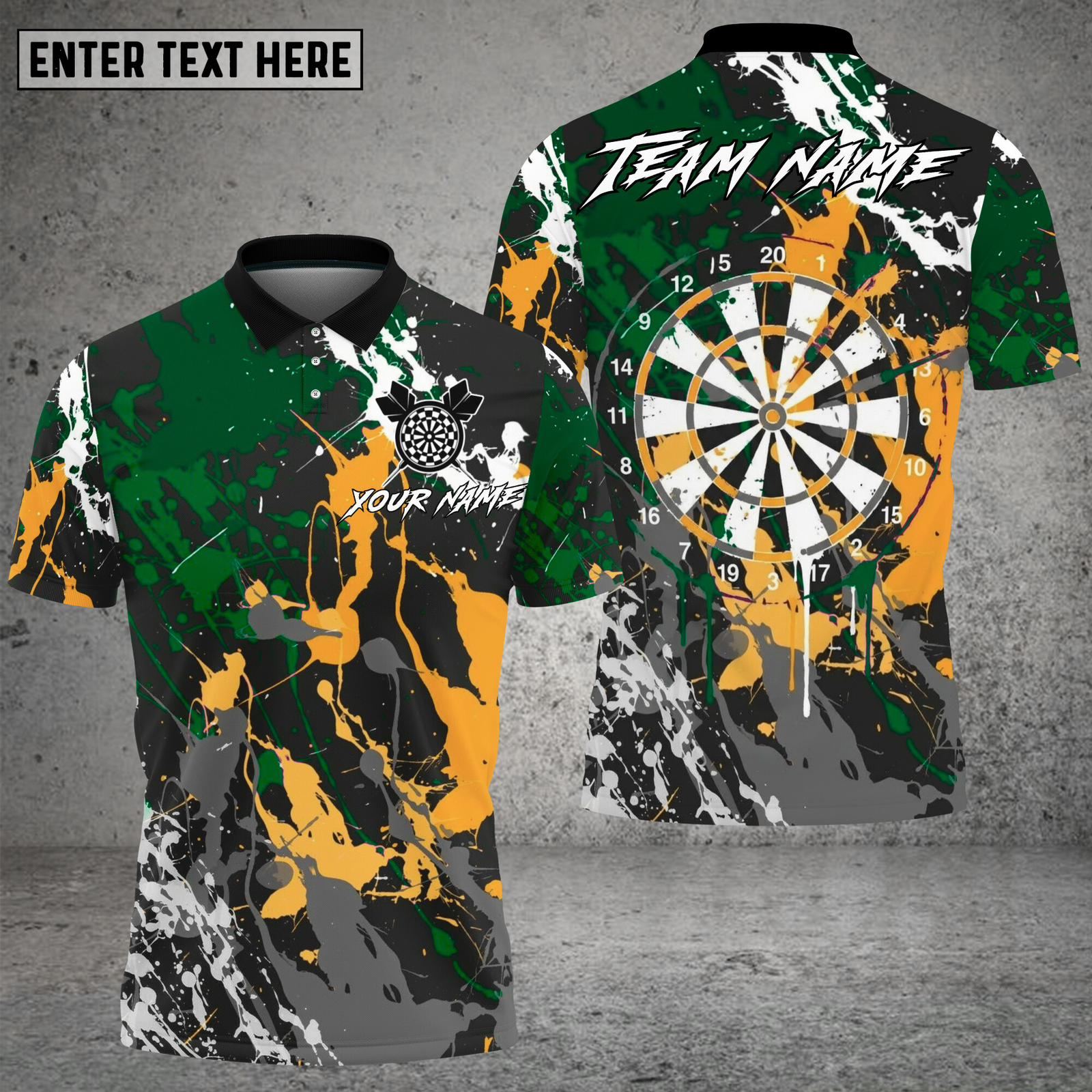 Blisscorners Dart Shirt Paint Splash Style Multioptions Personalized Name, Team Name Unisex 3D Shirt (4 Colors)