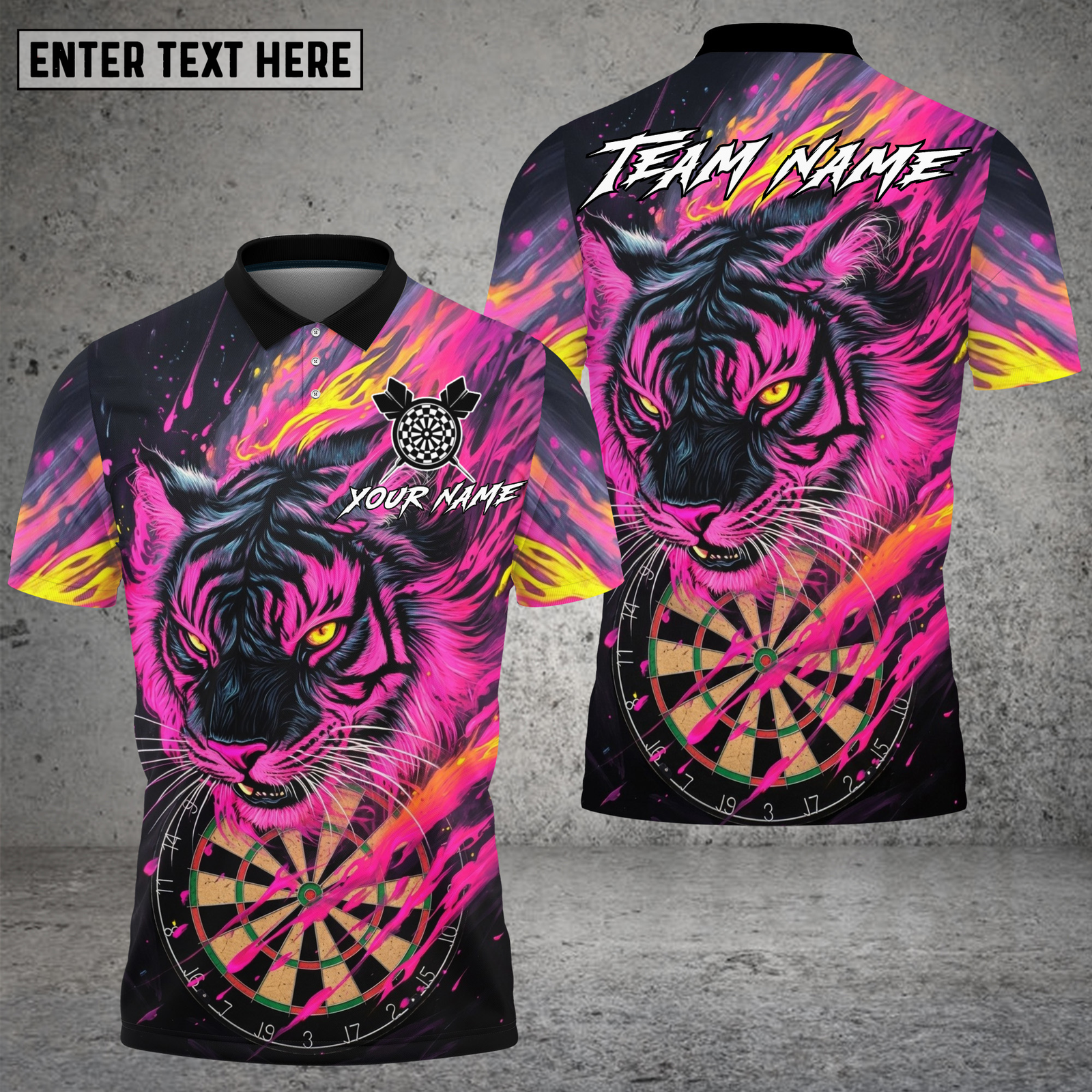 Blisscorners Tiger Dart Shirt Neon Wildfire Style Multioptions Personalized Name, Team Name Unisex 3D Shirt (4 Colors)