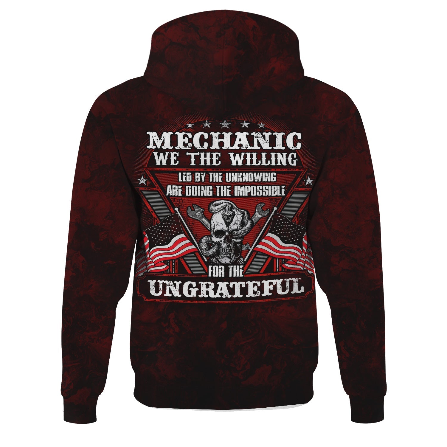 Blisscorners Mechanic Shirt Doing The Impossible For The Ungrateful Skull Wrench Patriotic American Flag Auto Repair Garage Workwear Gift