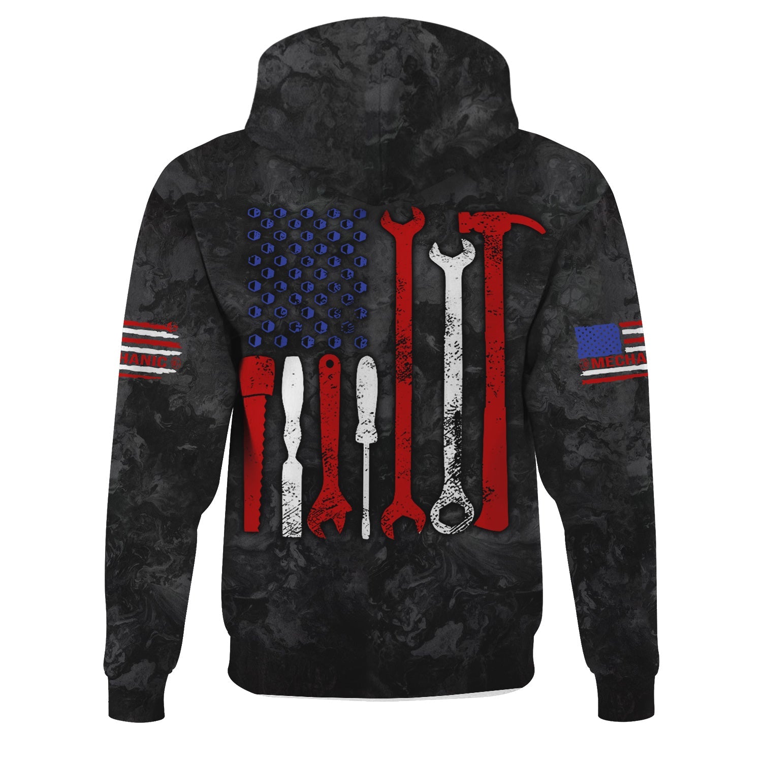 Blisscorners American Flag Tool Shirt, Vintage Mechanic Tools T-shirt for Men, Patriotic USA T-shirt with Wrench & Hammer, Perfect Gift for Tradesmen & DIY Enthusiasts