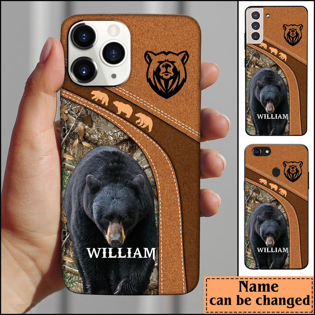 Blisscorners Black Bear Hunting Personalized Name Phone Case LM1012
