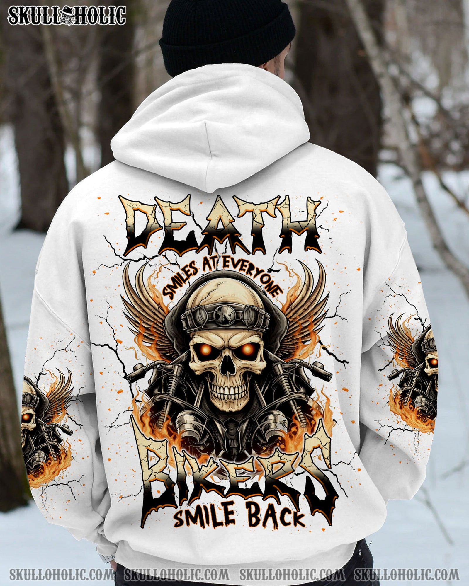 BLISSCORNERS BIKERS SMILE BACK SKULL BIKER ALL OVER PRINT