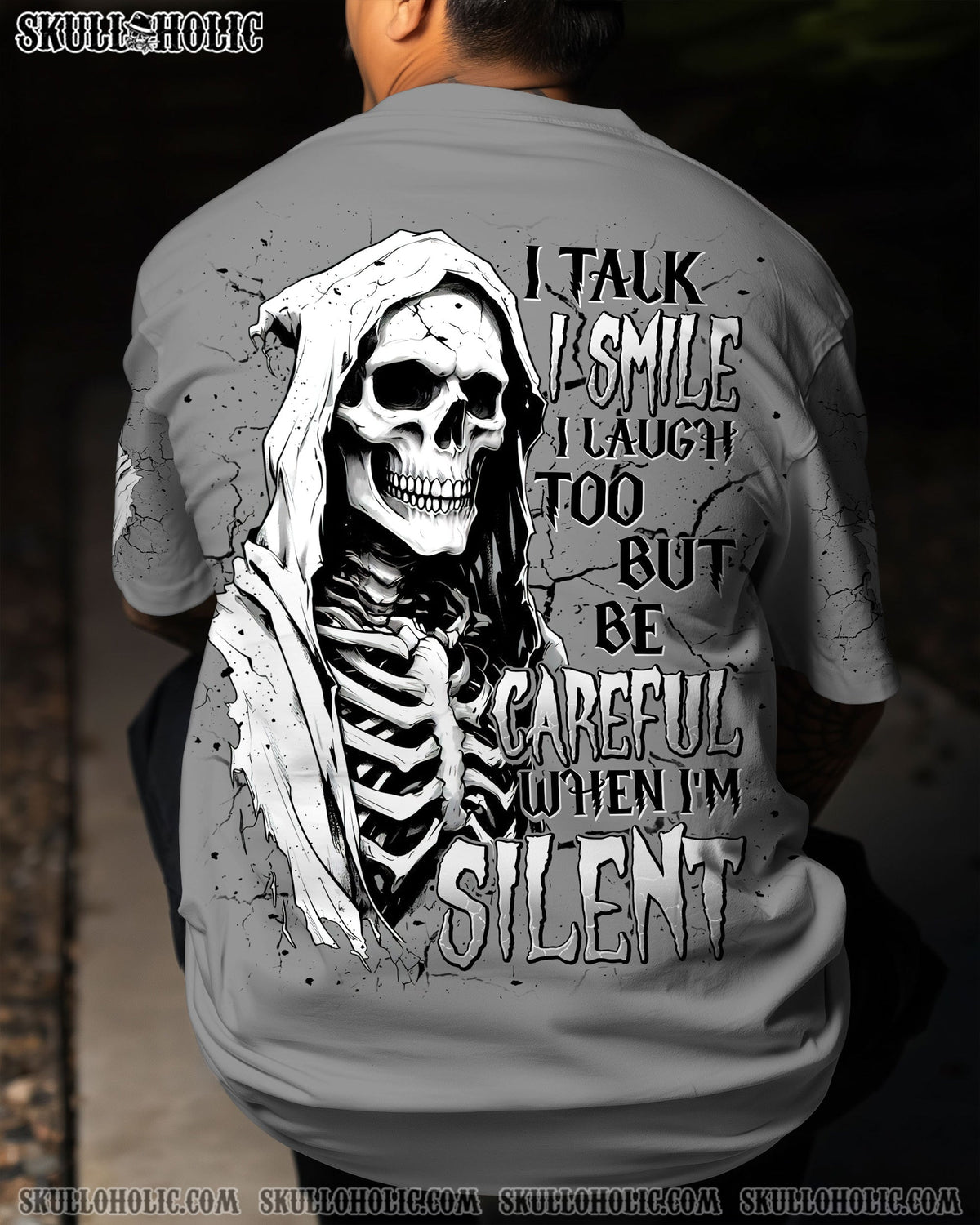 BLISSCORNERS BE CAREFUL WHEN I'M SILENT SKULL REAPER ALL OVER PRINT