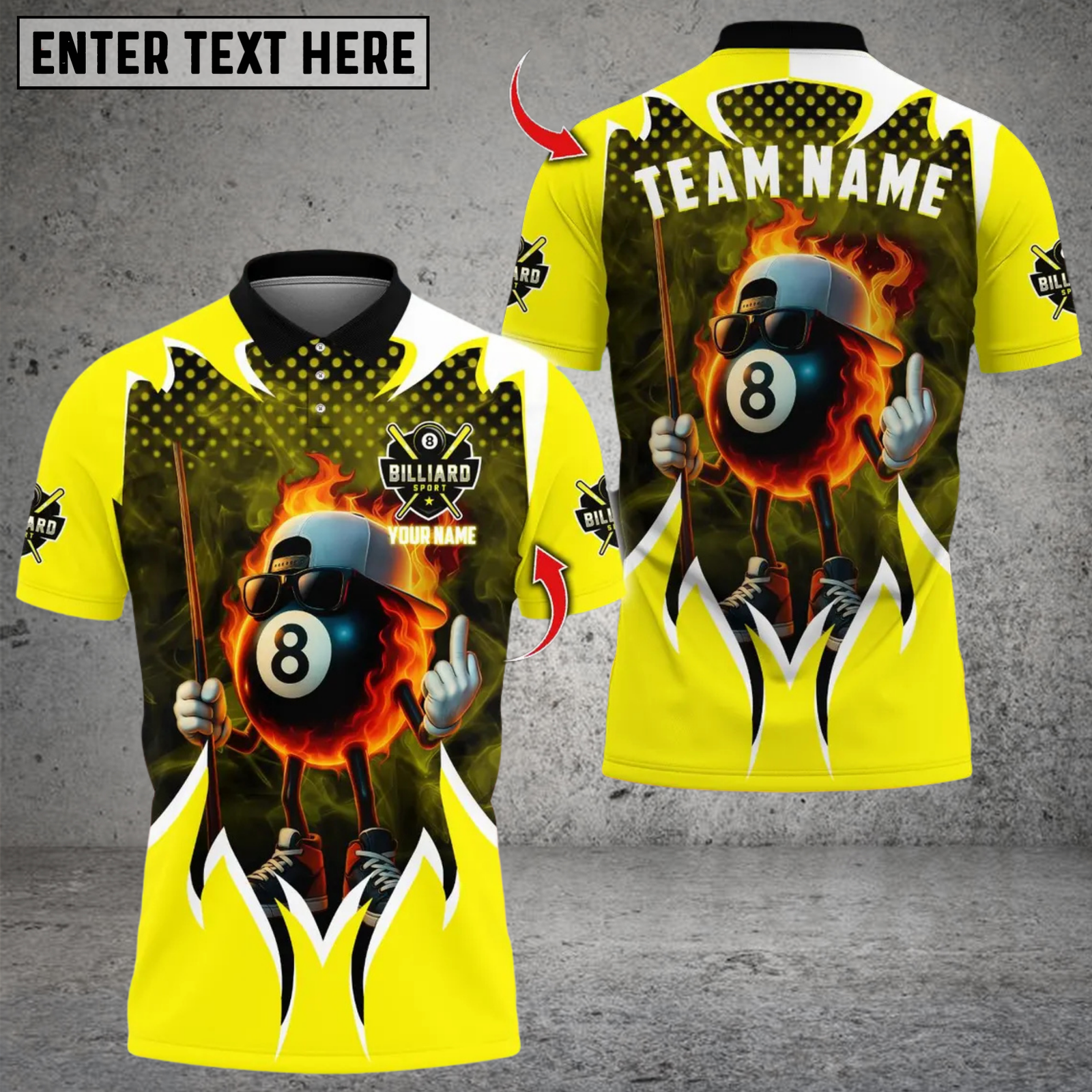 Blisscorners Billiards Flaming 8-Ball Cool Multicolor Customized Name, Team Name 3D Shirts
