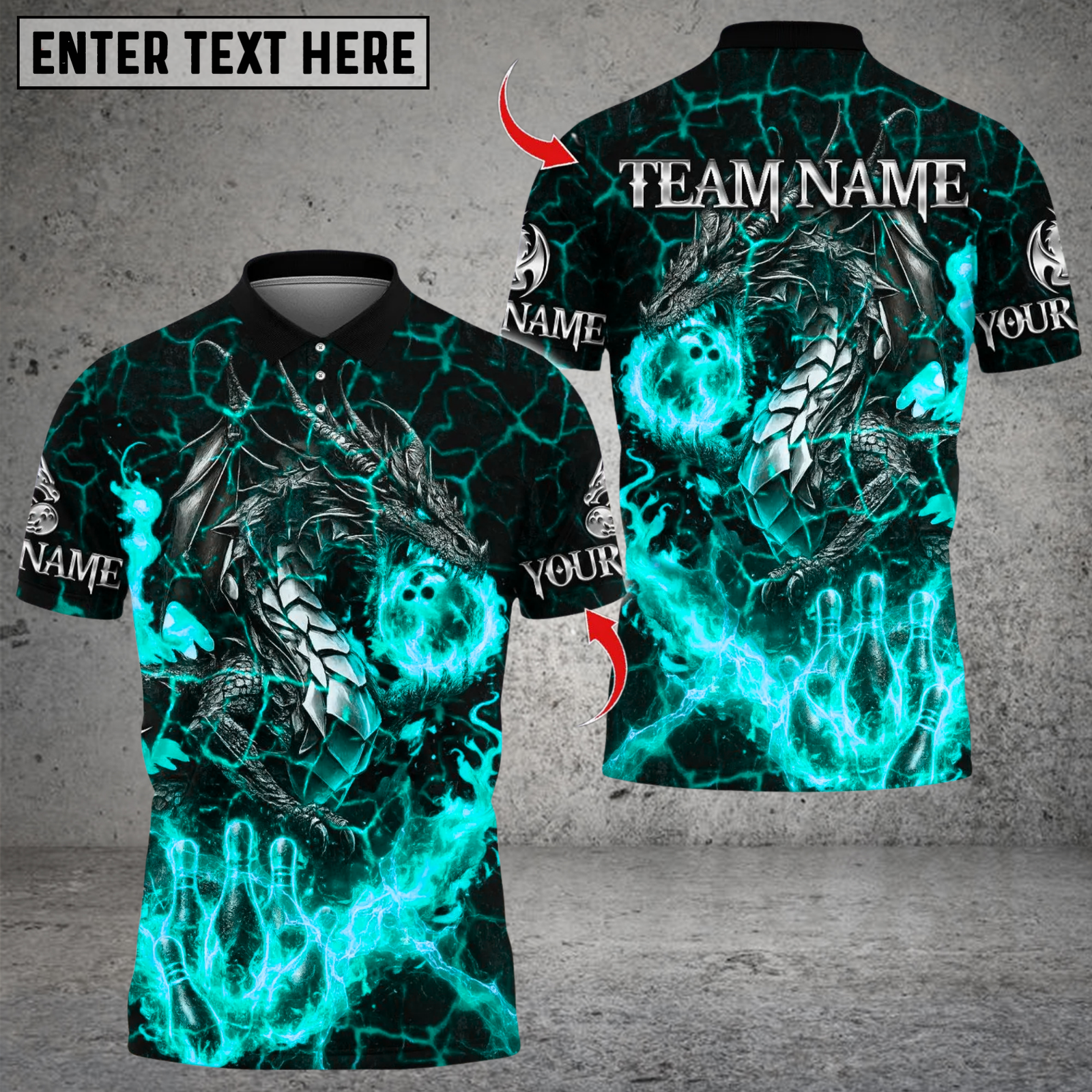 Blisscorners Metal Lava Dragon Bowling Multicolor Customized Name, Team Name 3D Shirts
