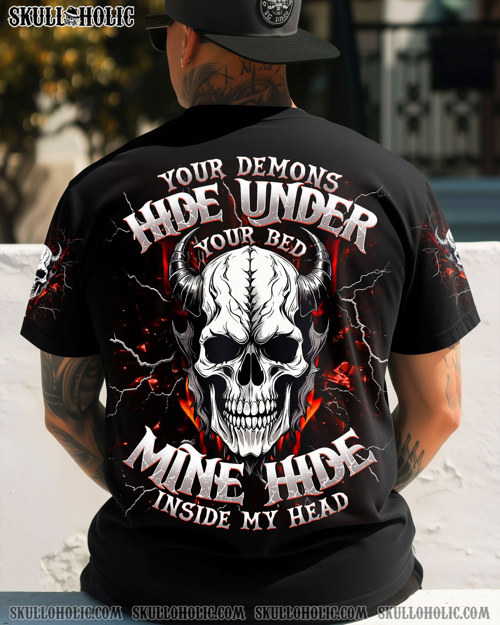 BLISSCORNERS YOUR DEMONS HIDE UNDER YOUR BED SKULL DEMON ALL OVER PRINT