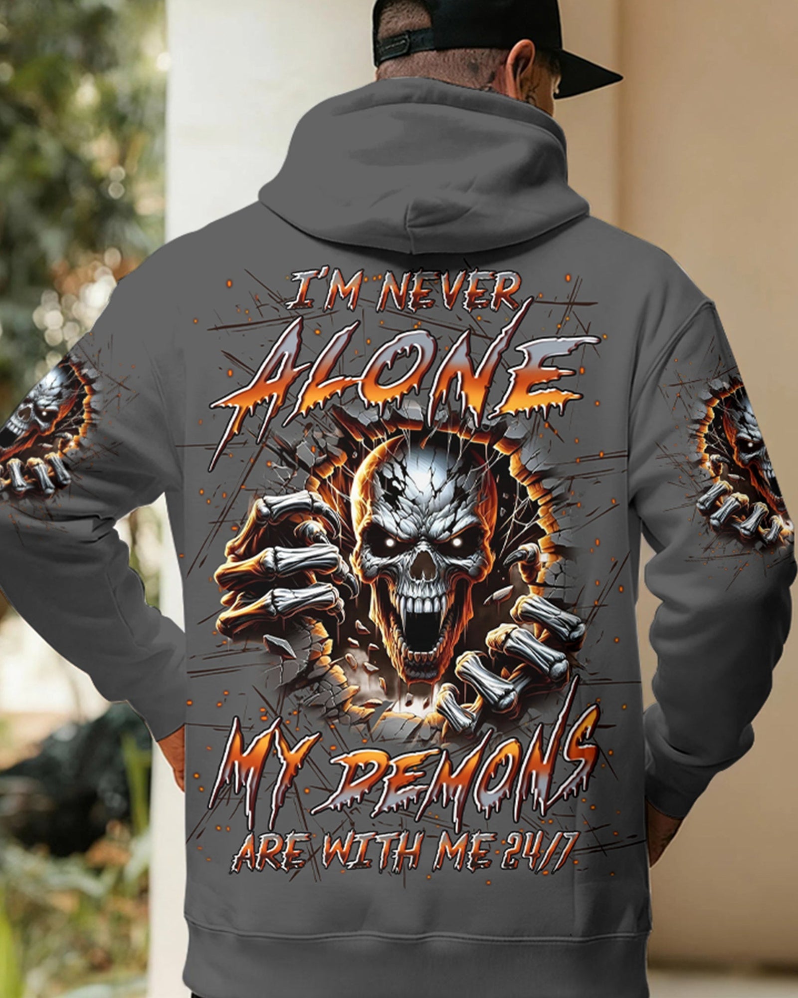BLISSCORNERS I'M NEVER ALONE SKULL DEMON ALL OVER PRINT