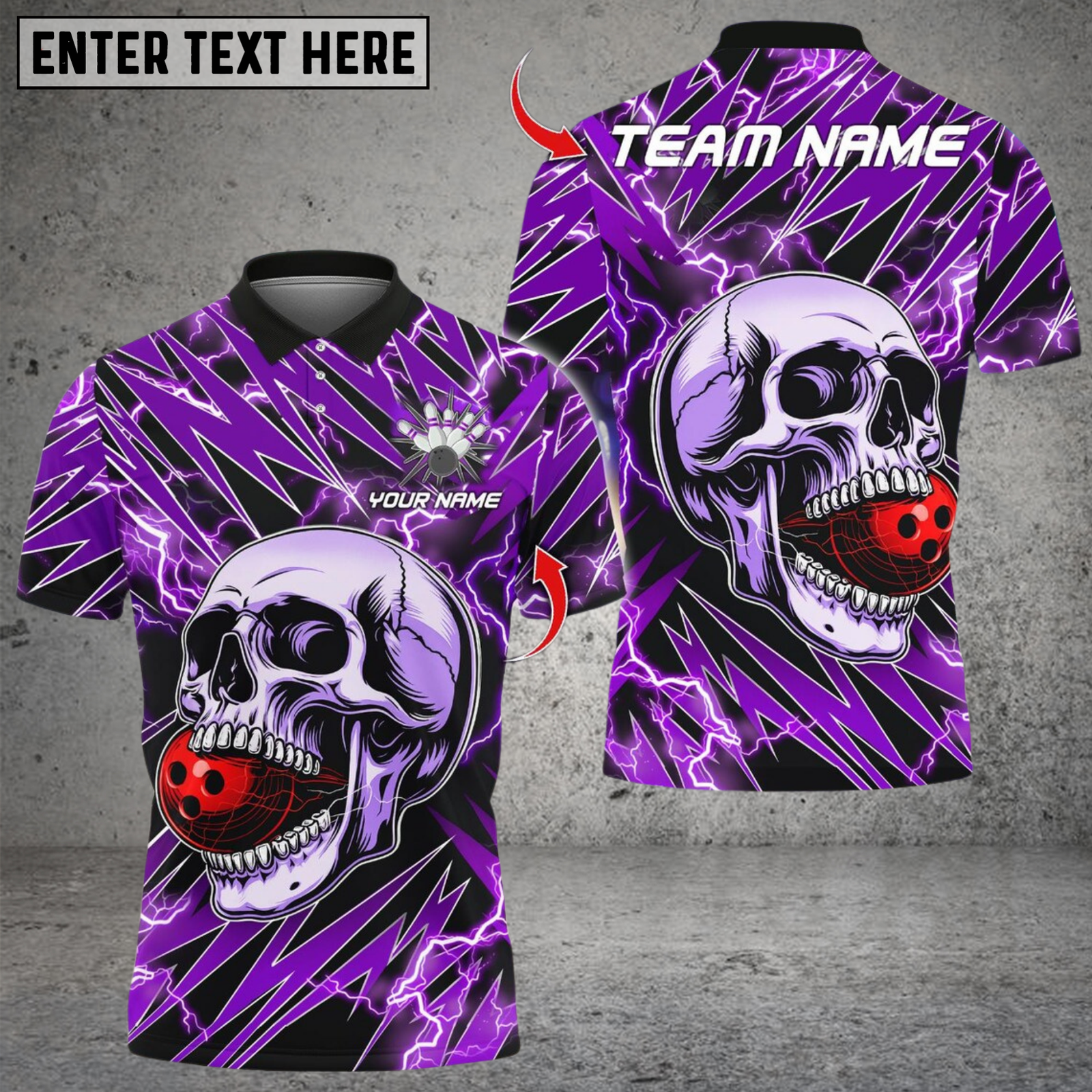 Blisscorners Lightning Thunder Skull Bowling Multicolor Customized Name, Team Name 3D Shirts