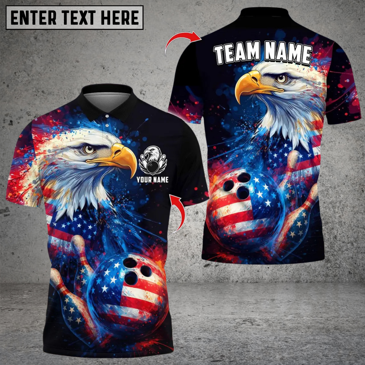 Blisscorners American Flag Eagle Bowling Personalized Name 3D Unisex Shirt