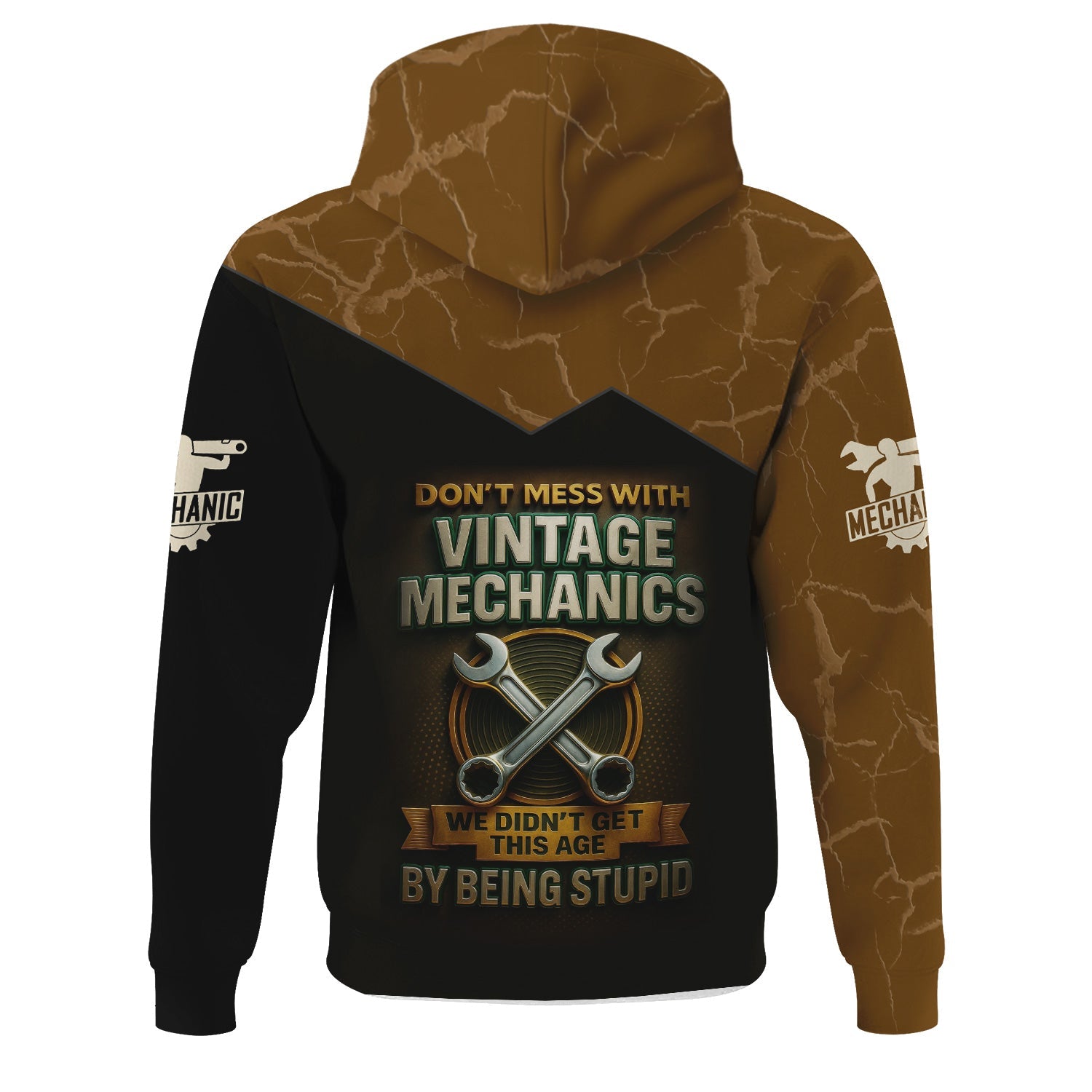 Blisscorners Personalized T-Shirt Don't Mess With Vintage Mechanics Skull with Dog and Classic Car Design Shirt For Mechanics